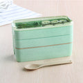 900ml Bento Lunch Box Leakproof in Green with Two Tiers and Included Spoon for Convenient Meal Packing