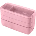 VMIDirect 900ml Bento Lunch Box Leakproof in pink with three stacked compartments for meals