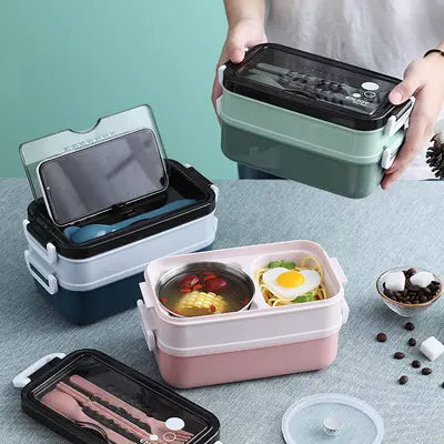 VMIDirect colorful bento lunch box set with compartments and transparent lids for meal prep
