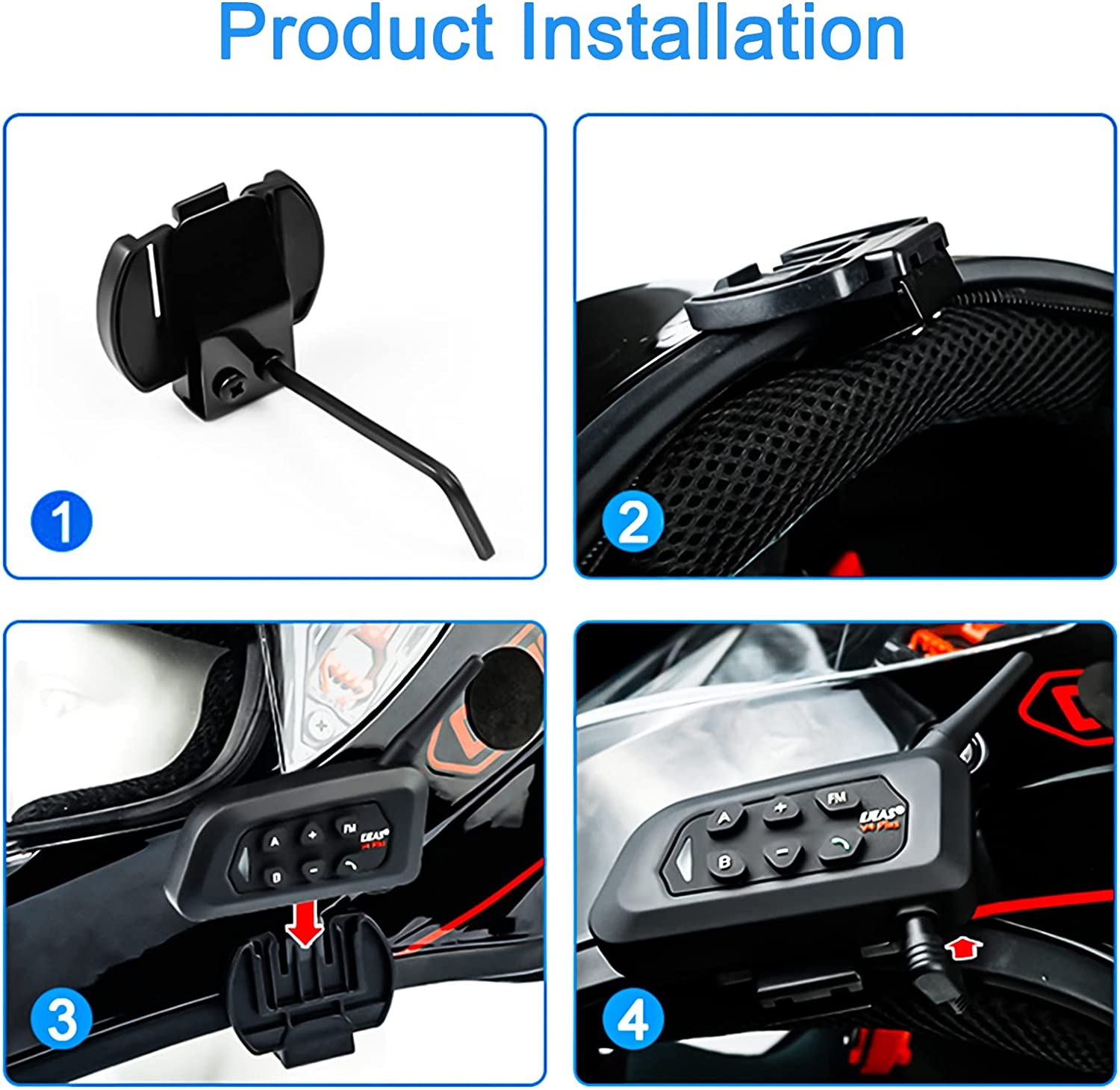 Installation process for VMIDirect Bluetooth Motorcycle Helmet Intercom Headset on a helmet