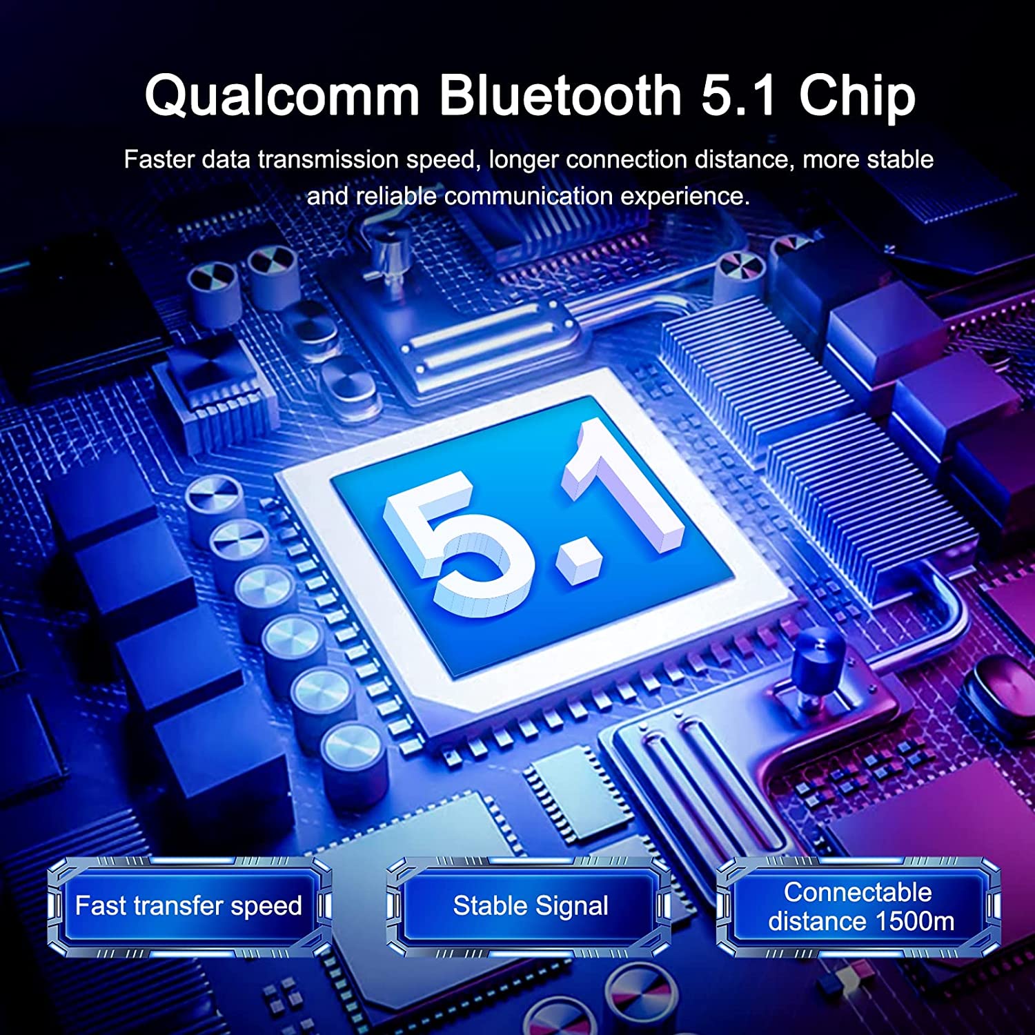 Qualcomm Bluetooth 5.1 Chip for enhanced Bluetooth Motorcycle Helmet Intercom Headset performance