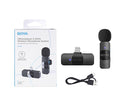 BOYA mini wireless lavalier microphone system with receiver, mic, and USB charging cable showcased in packaging