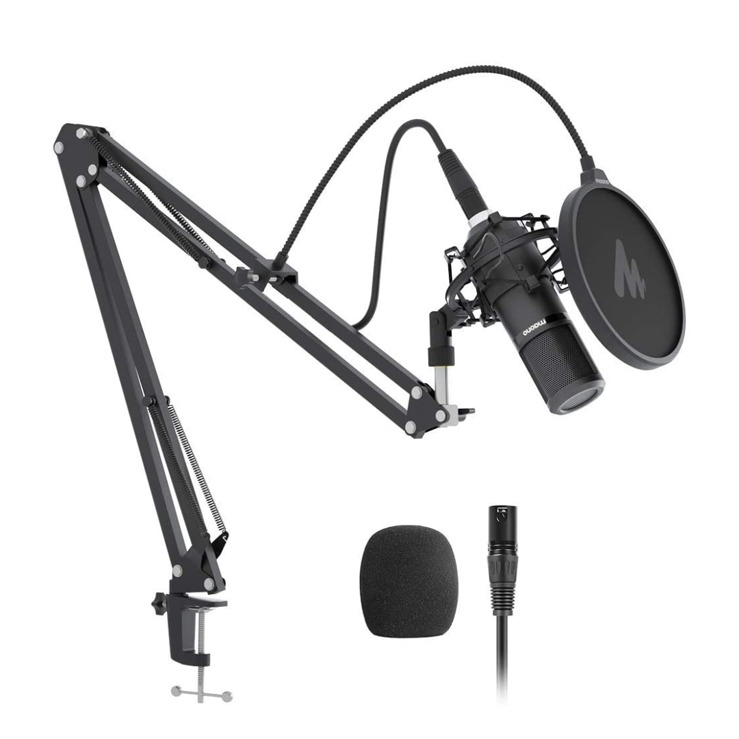 VMIDirect Condenser Microphone Kit with Adjustable Boom Arm and Windscreen for Clear Audio Recording