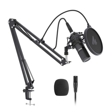 VMIDirect Condenser Microphone Kit with Adjustable Boom Arm and Windscreen for Clear Audio Recording
