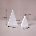 Set of two white triangles for Cube Photography with varying heights and a 2.5 cm thickness