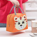 Cute Insulated Thermal Lunch Bag in Orange with Adorable Tiger Face Design for Kids