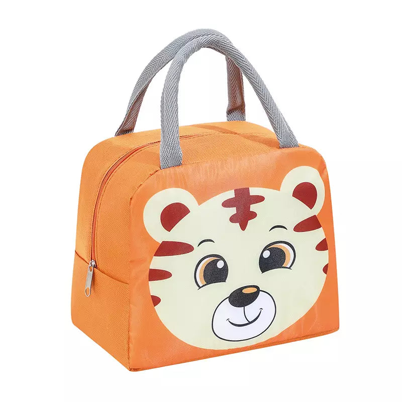 Cute Insulated Thermal Lunch Bag with Tiger Design and Easy-Grip Handles for Kids