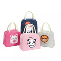 Cute Insulated Thermal Lunch Bag collection featuring panda, lion, and mouse designs for kids