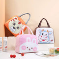 Cute Insulated Thermal Lunch Bag featuring adorable animal designs in pink, orange, and brown