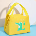 Cute Insulated Thermal Lunch Bag in Yellow with Dinosaur Design for Kids on the Go