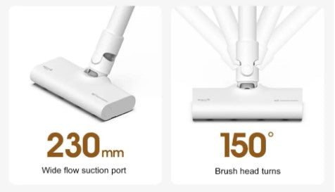 Portable Handheld Wired Vacuum with a 230mm wide flow suction port and 150-degree brush head rotation