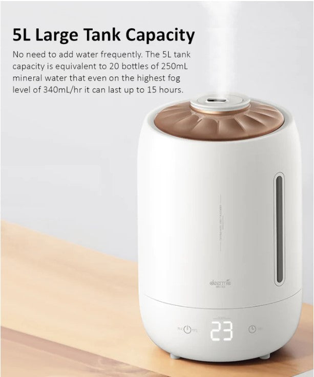 Smart Ultrasonic Humidifier with 5L large tank capacity for up to 15 hours of continuous mist