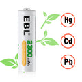 EBL 2300mAh AA rechargeable batteries by VMIDirect with eco-friendly design free of Hg Cd Pb