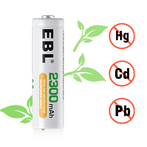 EBL 2300mAh AA rechargeable batteries by VMIDirect with eco-friendly design free of Hg Cd Pb