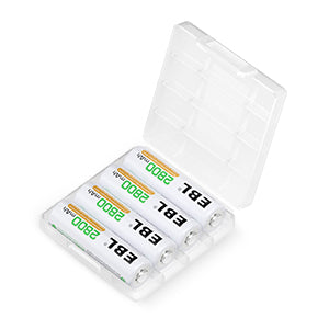 VMIDirect EBL 2800mAh AA rechargeable batteries in clear plastic storage case set of four