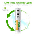 EBL AAA rechargeable battery 1100mAh with advanced PROCYCO technology for 1200 charge cycles