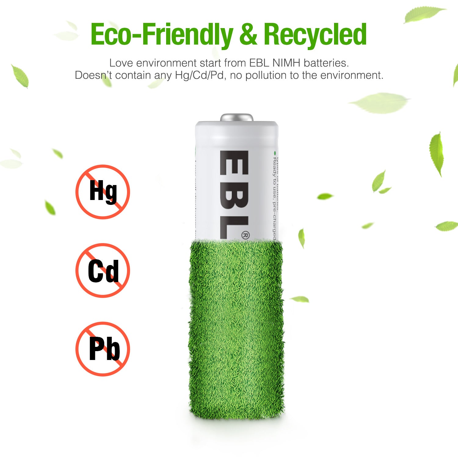 VMIDirect AAA rechargeable battery 1100mAh with eco-friendly recycled design and no harmful metals