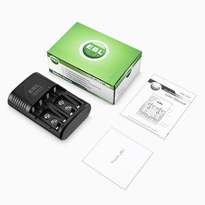 EBL 802 battery charger with packaging box and user manual for battery charging accessories