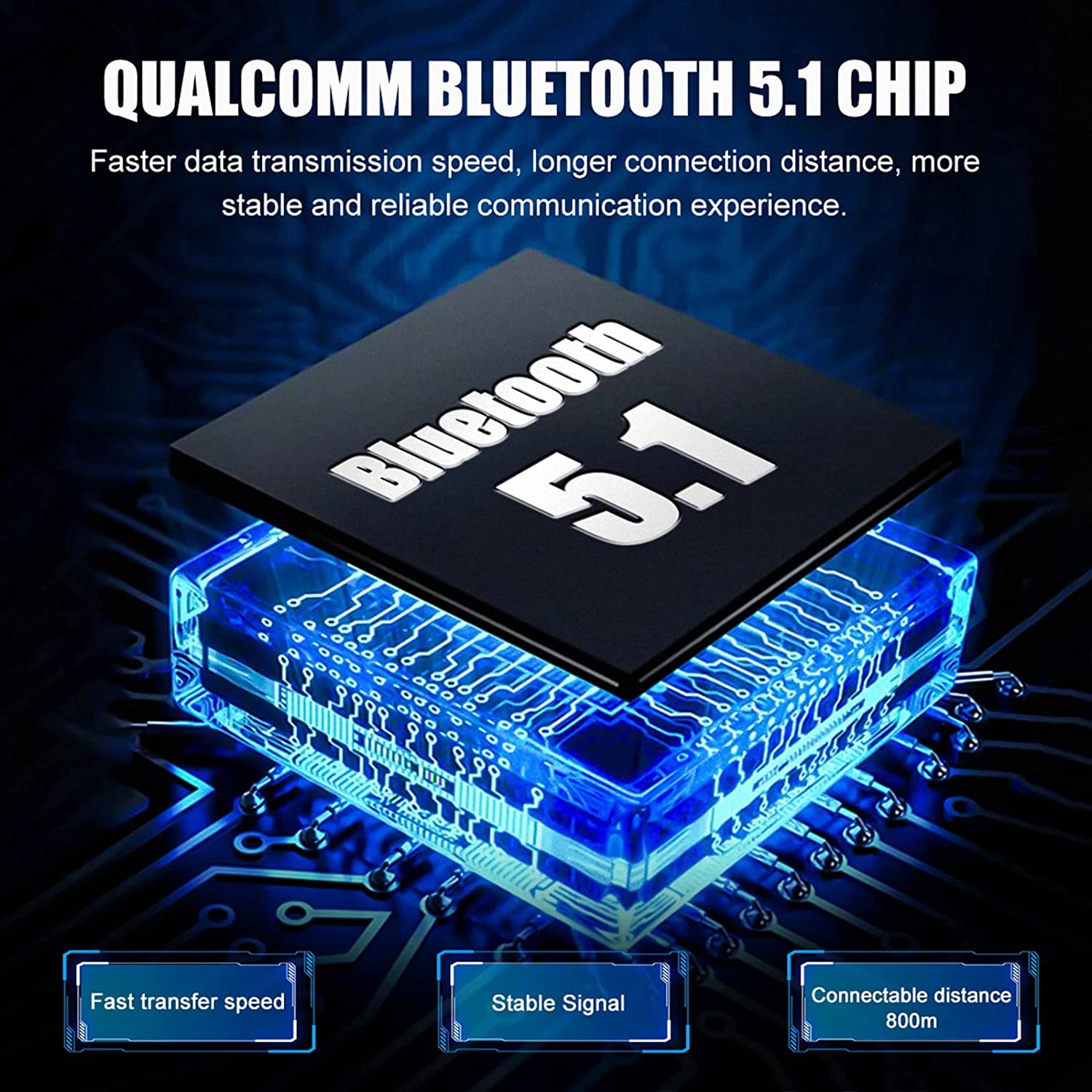 Qualcomm Bluetooth 5.1 chip for Motorcycle Bluetooth 5.1 Helmet Intercom with fast transfer speed and stable signal