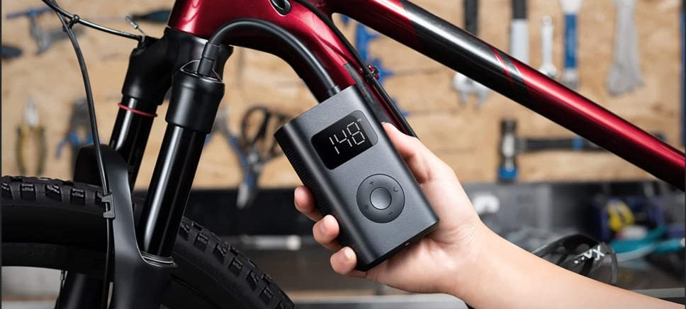 VMIDirect Electric Air Compressor Pump for inflating bike tires with digital display and compact design