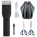 VMIDirect Hair Trimmer kit including black trimmer, scissors, cape, and charging cable