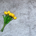 Faux Fur Makeup Prop Mat in Gray with Yellow Tulips for Stylish Photography Backdrops