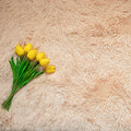 Faux Fur Makeup Prop Mat with Yellow Tulips for Professional Photography and Makeup Display