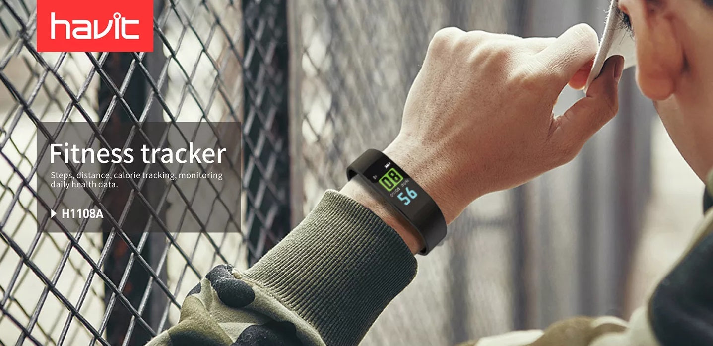 Havit Fitness Tracker Smartwatch with step, distance, and calorie tracking features