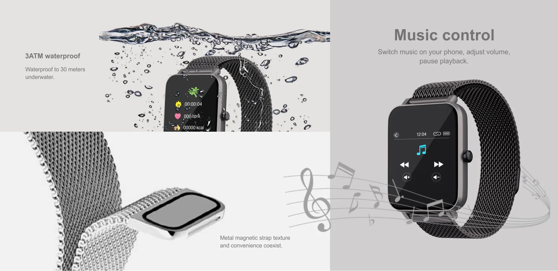 VMIDirect Watch Fitness Tracker with 3ATM waterproof rating and music control features