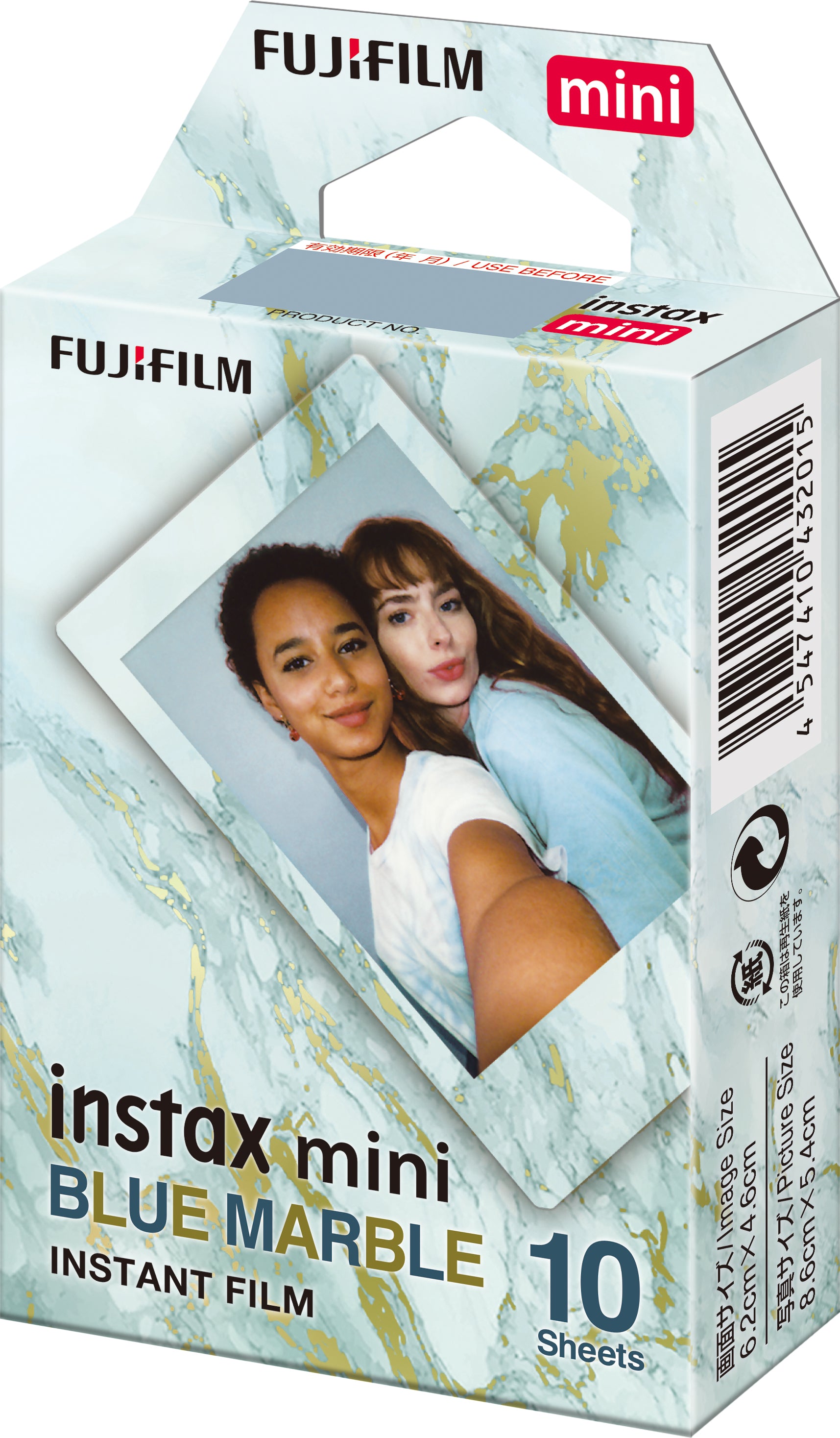 Fujifilm INSTAX MINI FILM in Blue Marble design, 10 sheets for fun instant photos