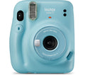 Fujifilm Instax Mini camera in blue with automatic exposure and selfie mode features