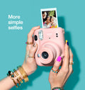 Fujifilm Instax Mini Instant Camera in Pink with Selfie Feature and Instant Photo Print