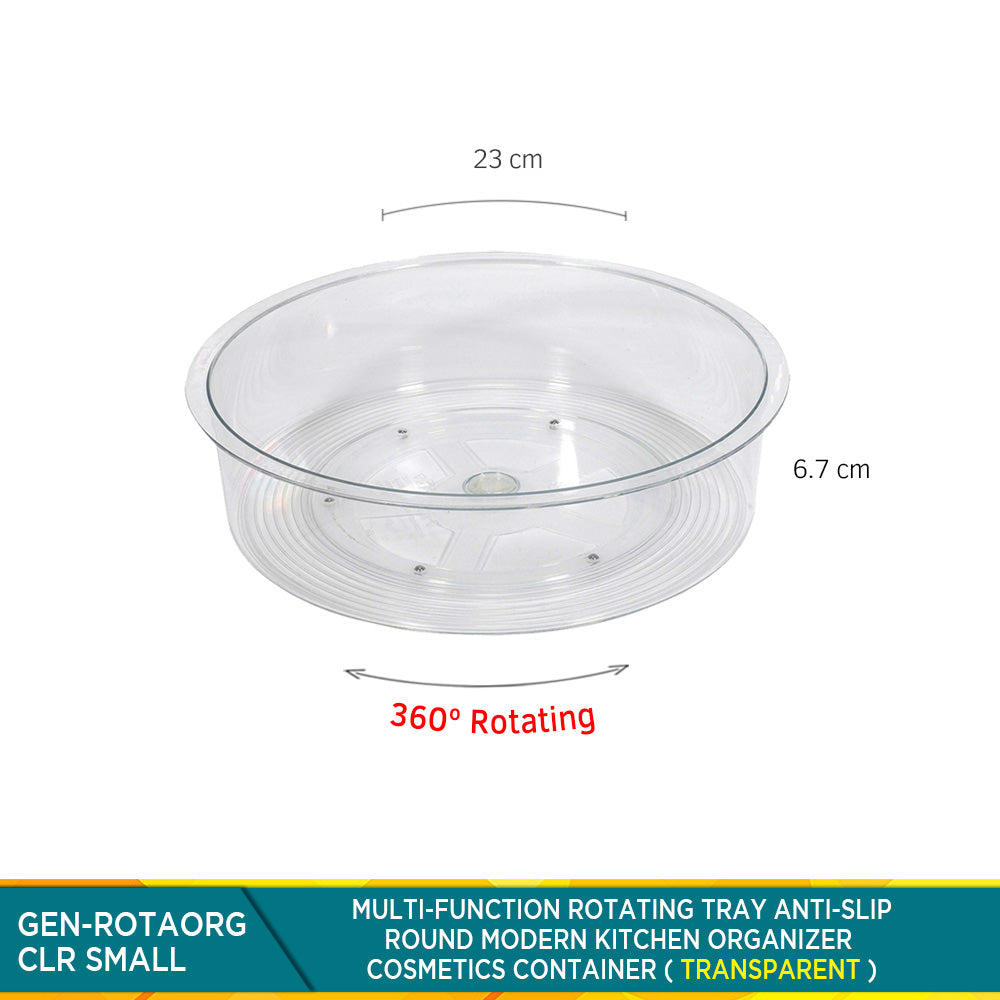 Transparent VMIDirect Kitchen Organizer with a 360-degree rotating design for easy access and storage