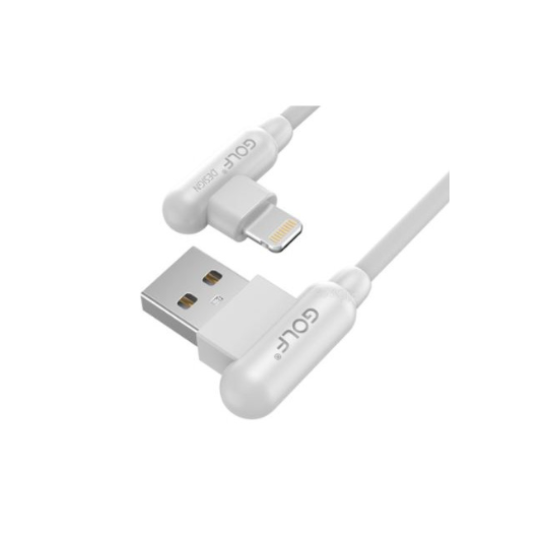 VMIDirect Apple Lightning fast charging cable with right-angle USB and Lightning connectors in white