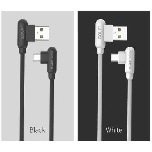 Micro USB Cable Set in White and Black with Right-Angled Connectors for Fast Charging