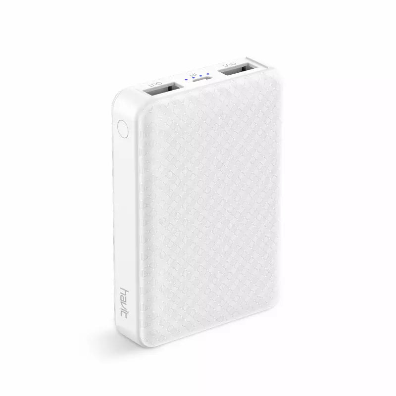 VMIDirect 10000mAh Power Bank in white with dual USB outputs for convenient charging
