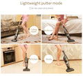 Lightweight handheld vacuum cleaner in various settings: living room, bedroom, kitchen, and study