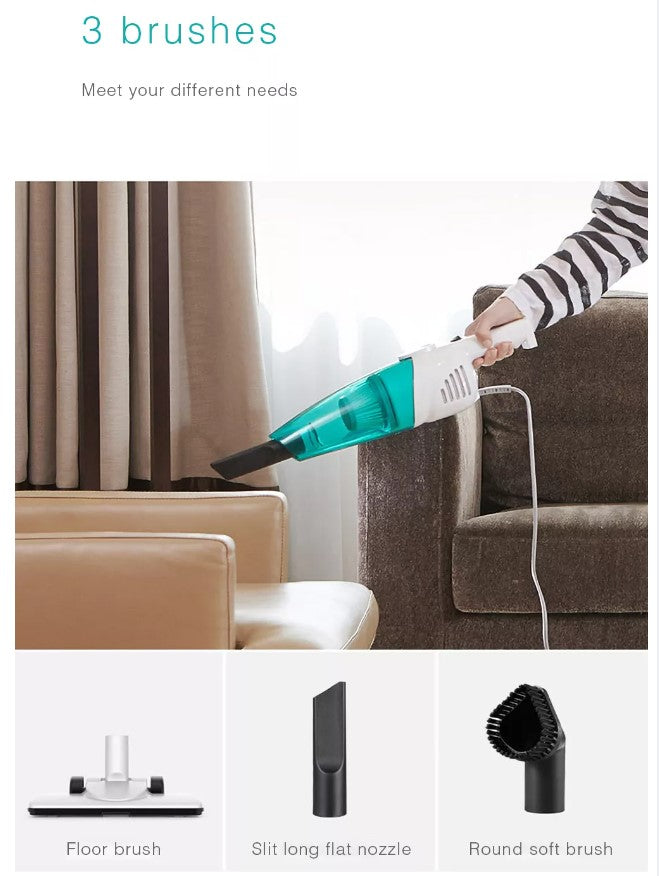VMIDirect Handheld Vacuum Cleaner with three brush attachments for versatile cleaning options