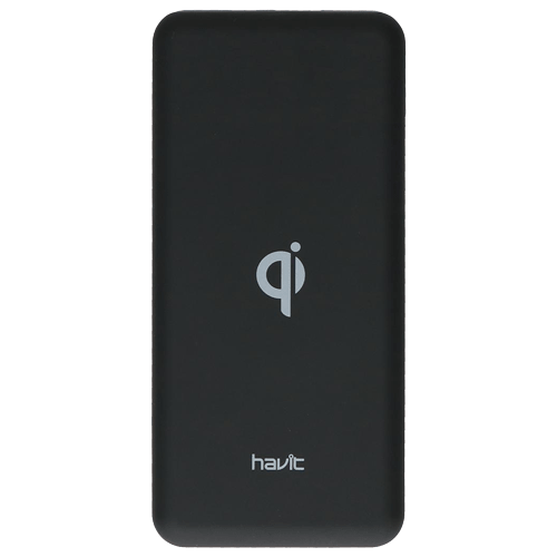 Havit Qi Wireless Charging 10000mAh Power Bank with Sleek Black Design and Fast Charge Capability