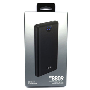 VMIDirect 20000mAh Power Bank in Black with USB-C and Micro USB input for versatile charging