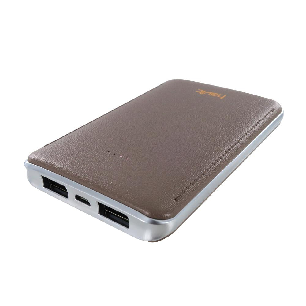 VMIDirect 5000mAh Power Bank in brown with dual USB ports for fast charging