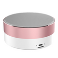VMIDirect Bluetooth Speaker in sleek round design with metallic finish and USB charging port