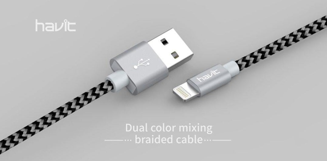 VMIDirect Braided Lightning Cable with dual color design for fast charging and data transfer