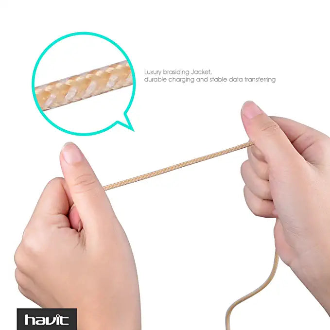 Durable Braided Lightning Data Cable with luxury braiding for stable charging and data transfer