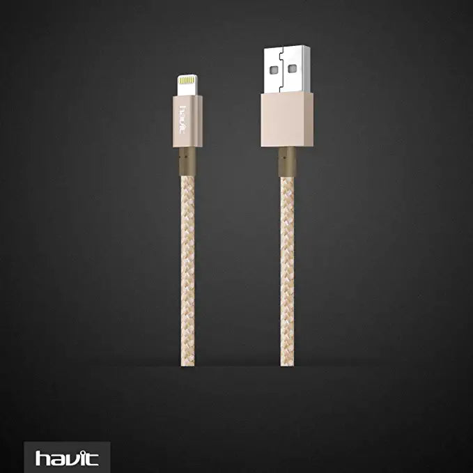 VMIDirect Braided Lightning Data Cable in Gold for Fast Charging and Data Transfer