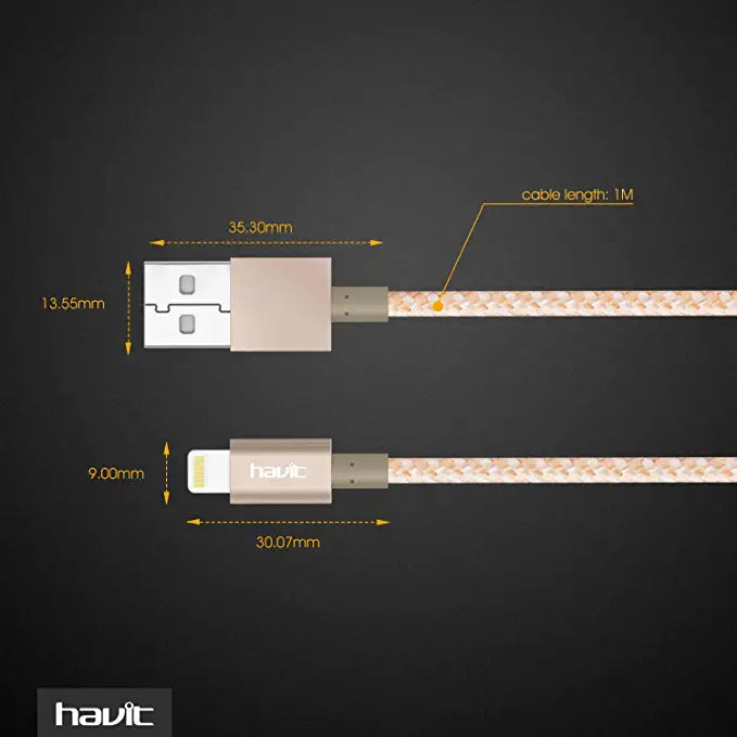 VMIDirect Braided Lightning Data Cable 1M with Durable USB Connectors for Fast Charging