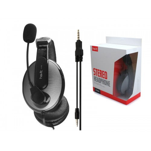 Dual Plug Headset Wired with Adjustable Mic and Comfortable Ear Cushions for Clear Audio