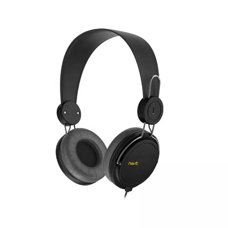 VMIDirect Black Headphones with Soft Cushions and Built-in Mic for Comfortable Listening, Earphones With Mic