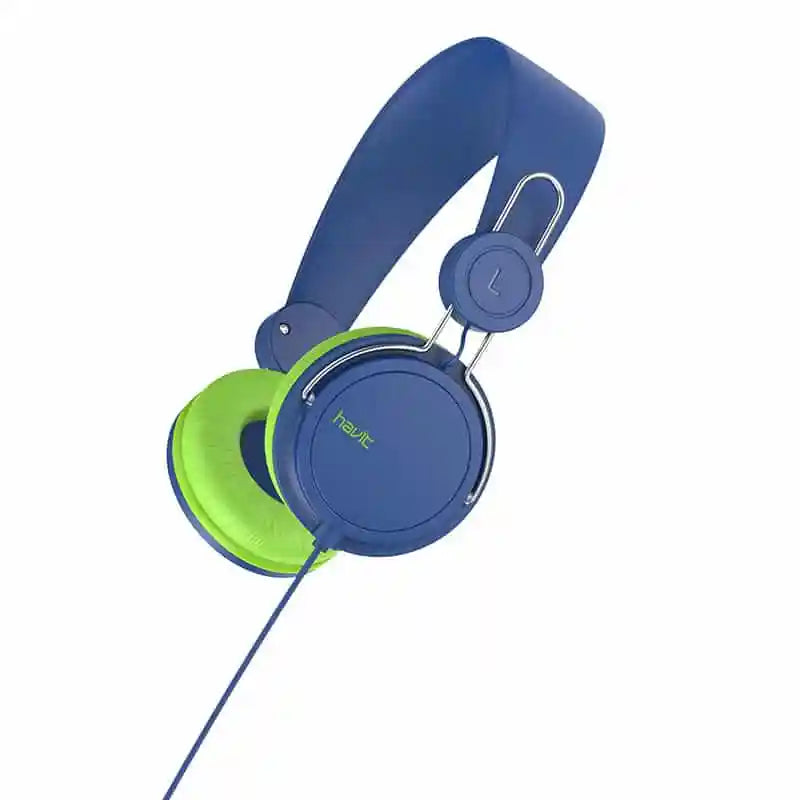 Blue and green VMIDirect headphones featuring soft ear cushions, ideal earphones with mic for music and calls