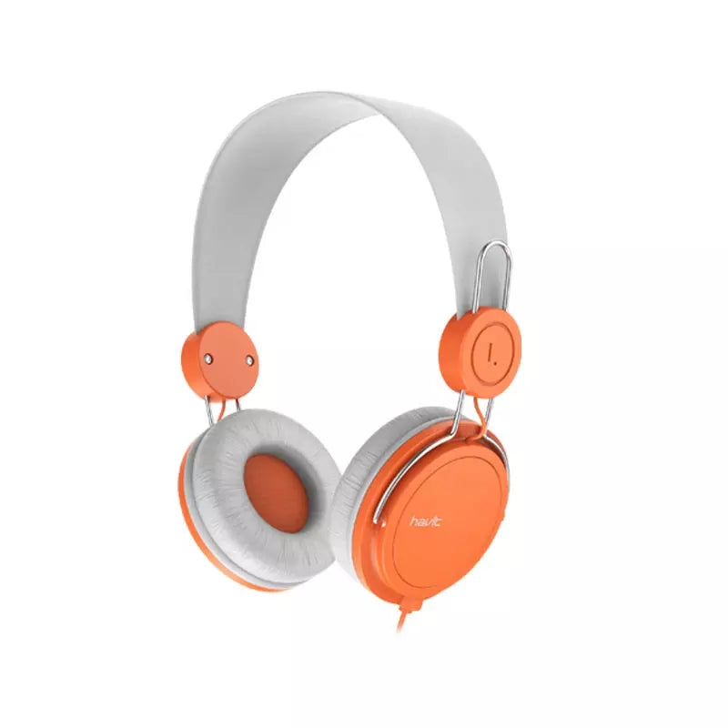 VMIDirect Orange Over-Ear Headphones with Soft Cushions and Inline Volume Control, Earphones With Mic